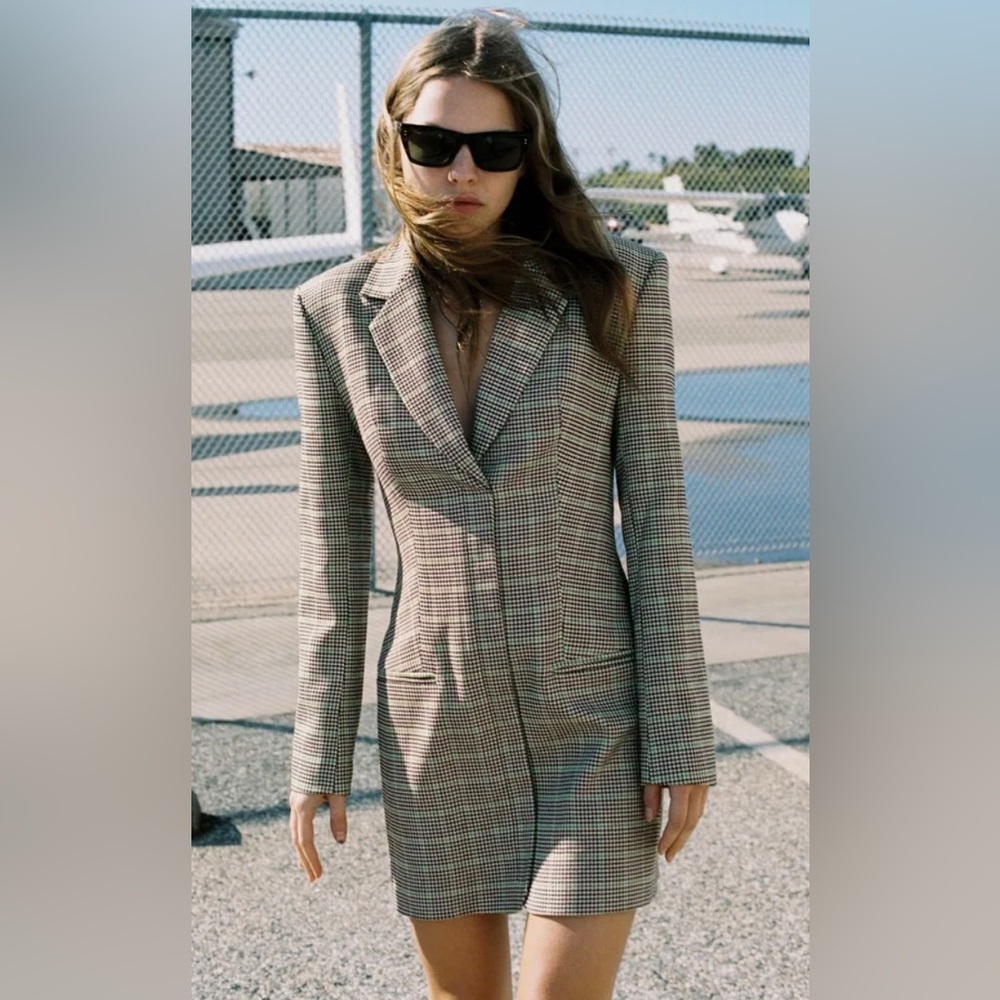 Zara Plaid Long Sleeve Dress - Brown and Black
